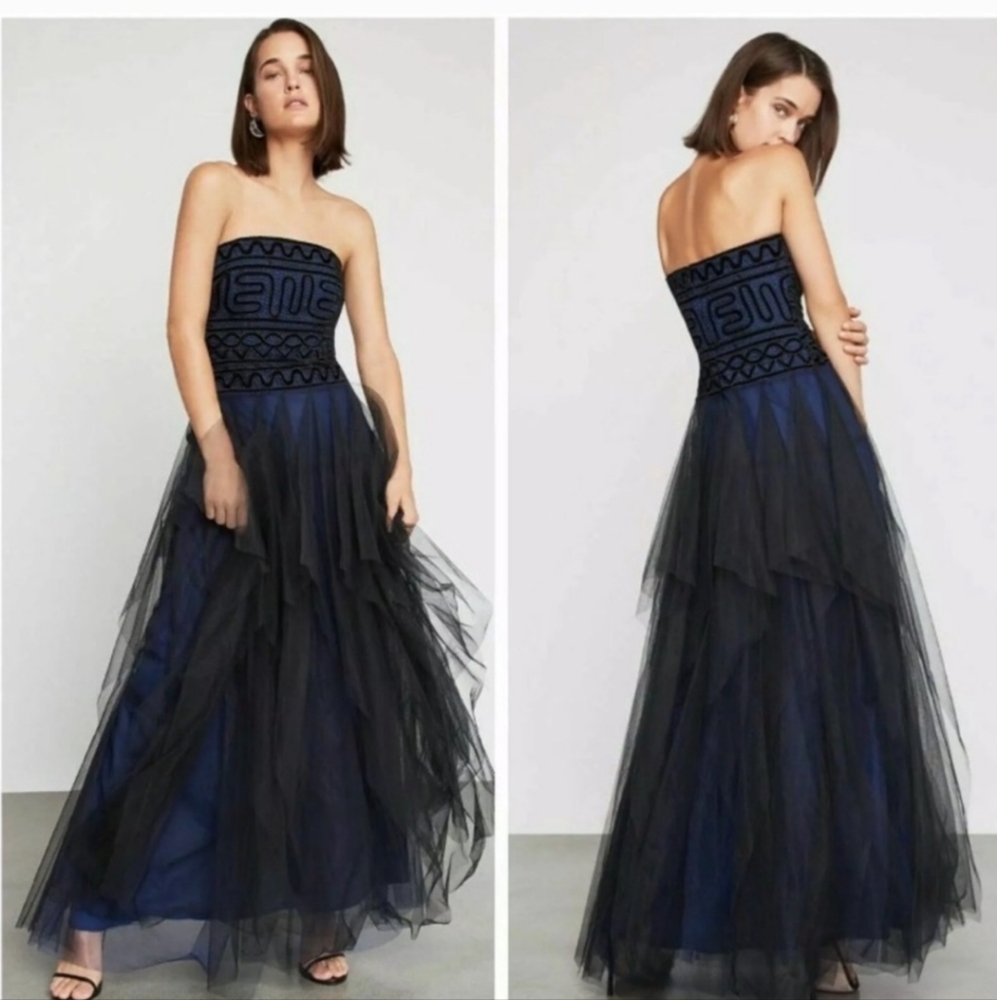 NWT BCBGMAXAZRIA strapless embroidered lace gown Sz 4